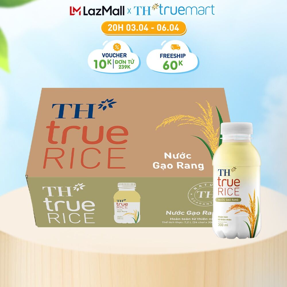 Thùng nước gạo rang TH true RICE 300ml (24 Chai)