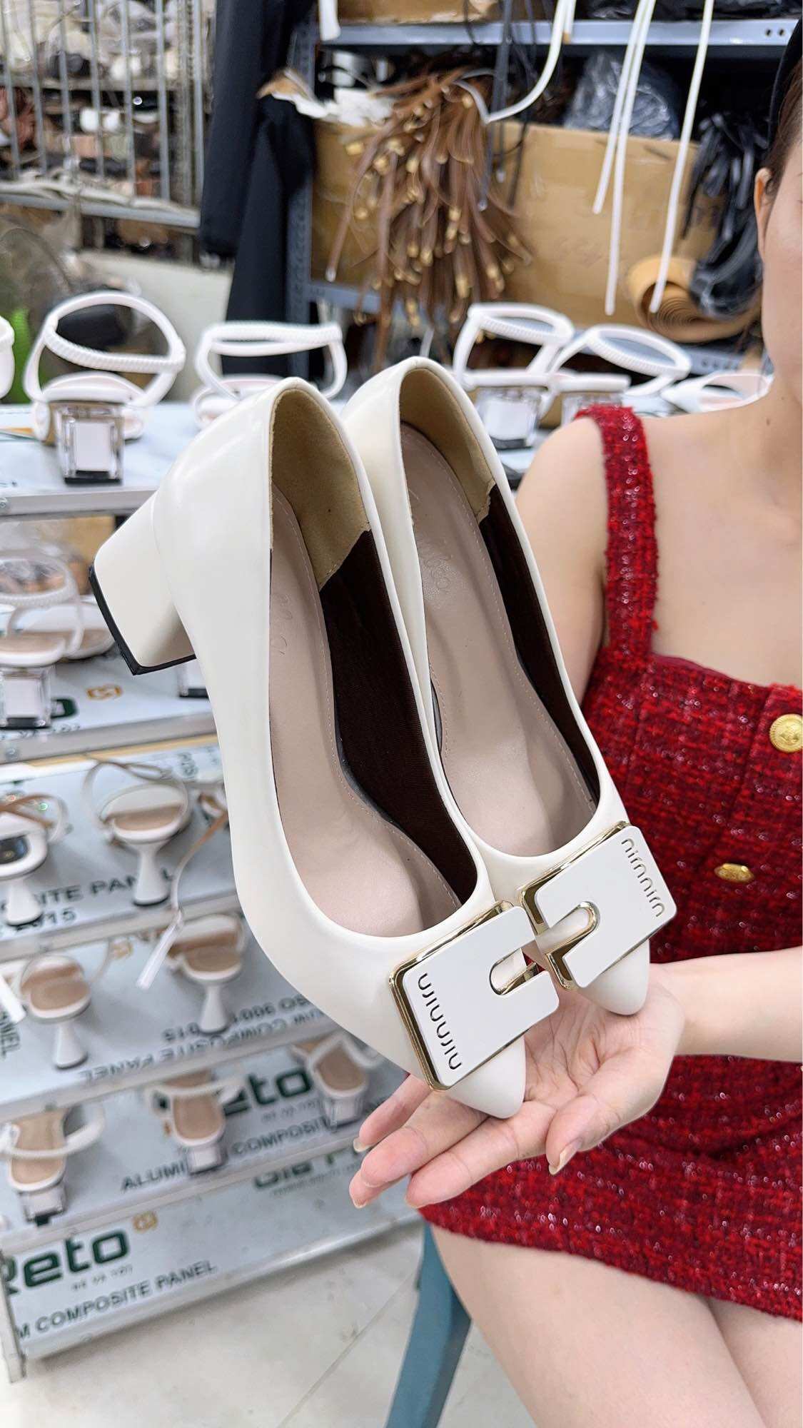 Giày nữ búp bê , gót 3p -5p , giày mũi nhọn êm chân