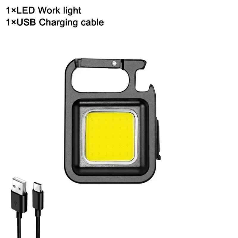 Đèn led đèn pin di động mini móc khóa đèn pin cob làm việc usb sạc cho cắm trại ngoài trời cob đựng thuốc lá kiêm bật lửa khò