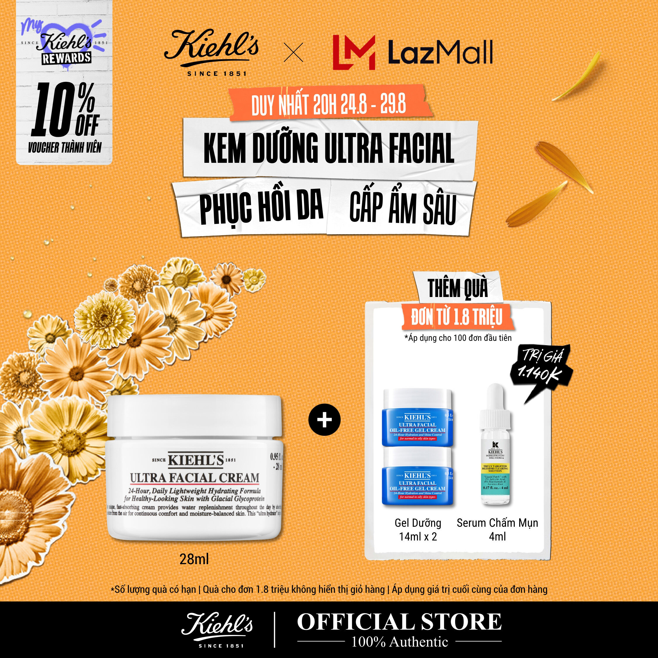 [VOUCHER 10% - TẶNG QUÀ ĐƠN 1.8TR] Kem dưỡng ẩm Kiehl's Ultra Facial Cream 28ml
