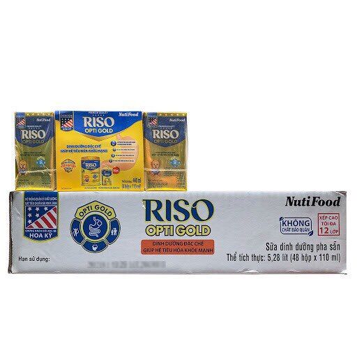 [Hoàn tiền 12%] [HCM]Sữa Pha Sẵn Riso Opti Gold Hộp 110ml (thùng 48 hộp )