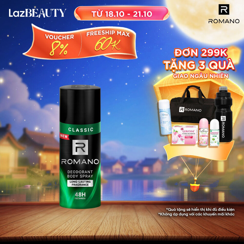 Xịt khử mùi toàn thân Romano Classic 150ml/195ml