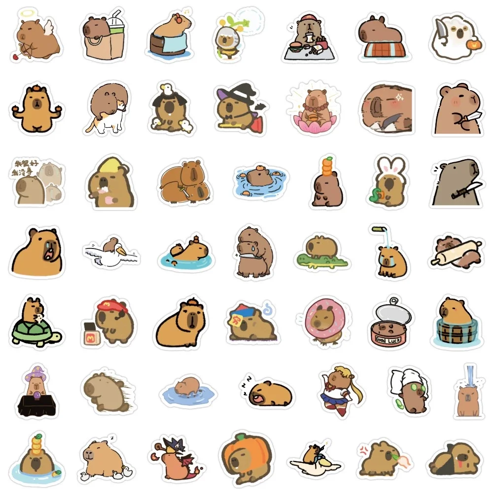 Set 100 sticker hình dán Chuột lang Capybara chống thấm nước