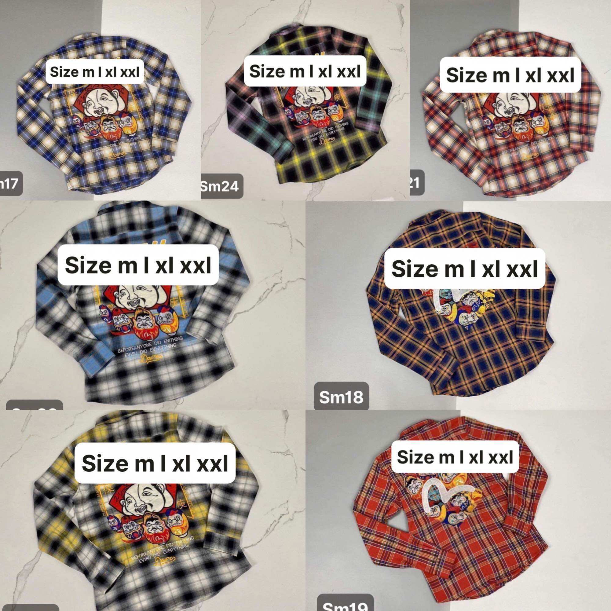 Sơ mi nam kẻ thêu hình hot
