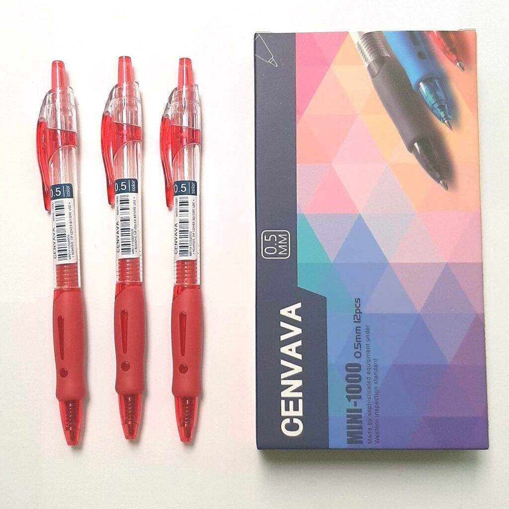 Bút kí mực gel xanh đỏ đen cenvava mini-1000, đầu bi 0.5mm