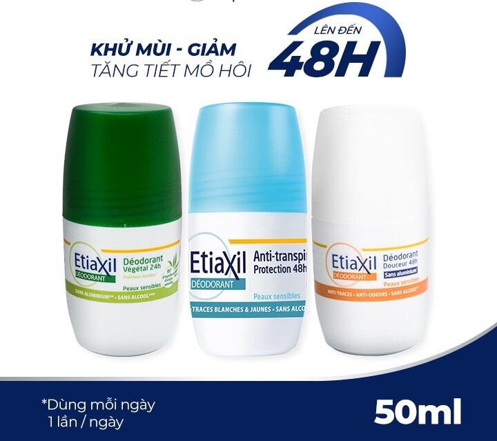 Lăn Ngăn Khử Mùi Giảm Tiết Mồ Hôi E.ti.a.xil Deodorant Anti Transpirant 48h của Pháp lăn 50ml