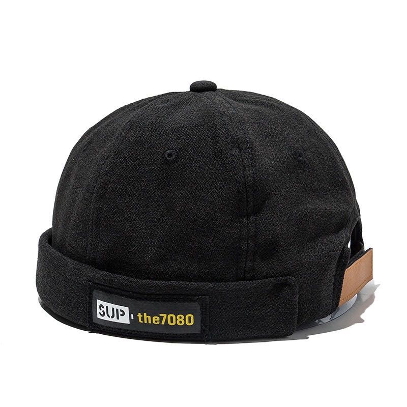 Mũ tròn miki hat không vành 7080 phong cách retro cho nam nứ - nón BANIE Hàn quốc logo góc