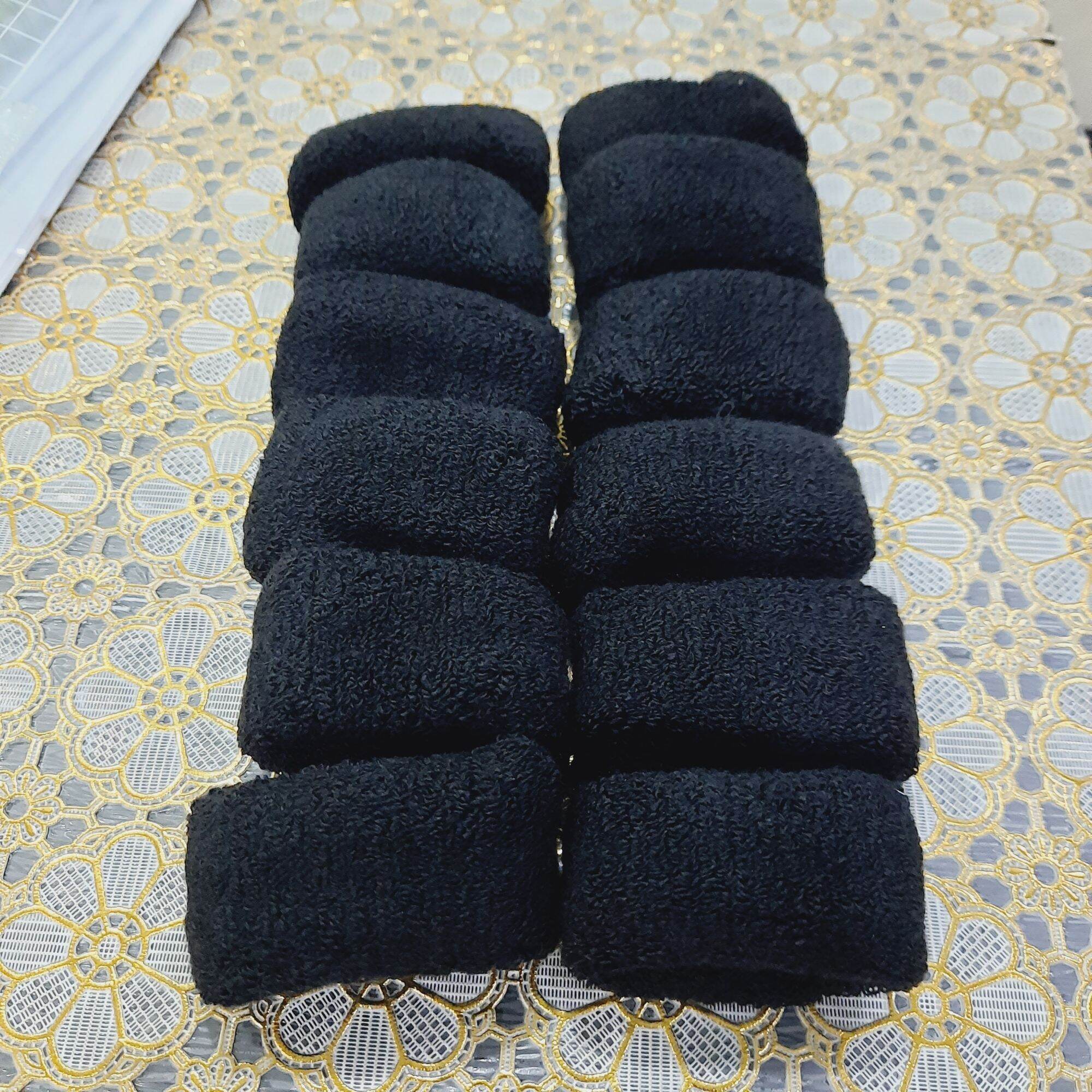 Túi 12 dây cột tóc len màu đen loại mềm tốt,xịn (bản 3.5-4cm)