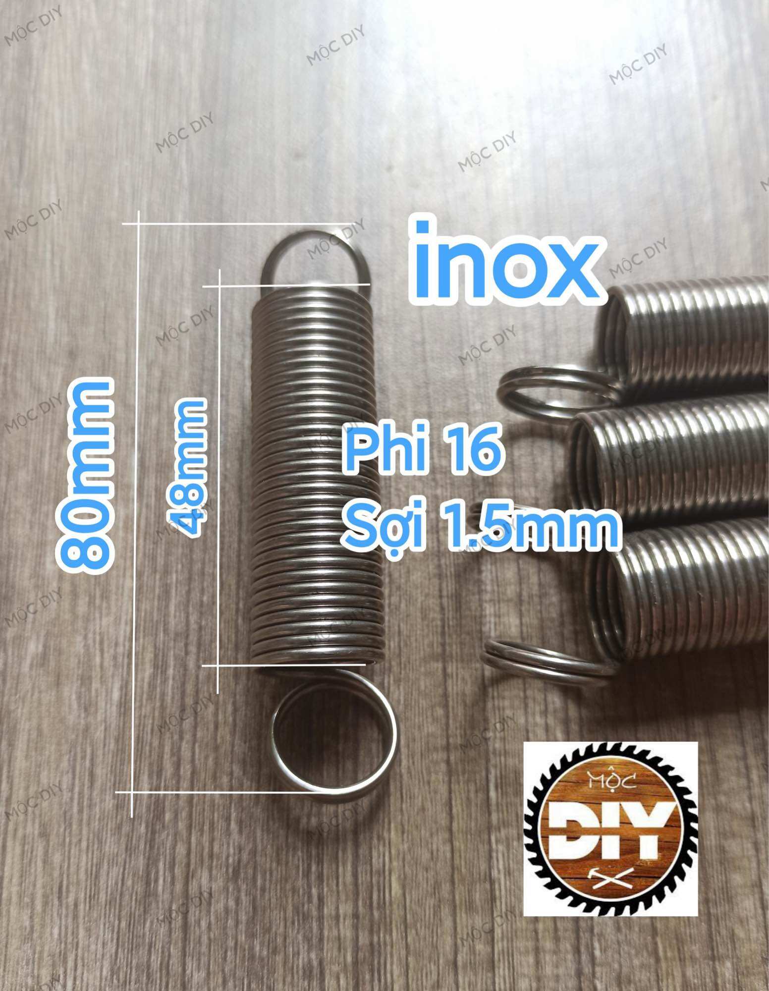 Lò xo kéo inox phi 16 dài 80, sợi 1.5mm (2 cái)