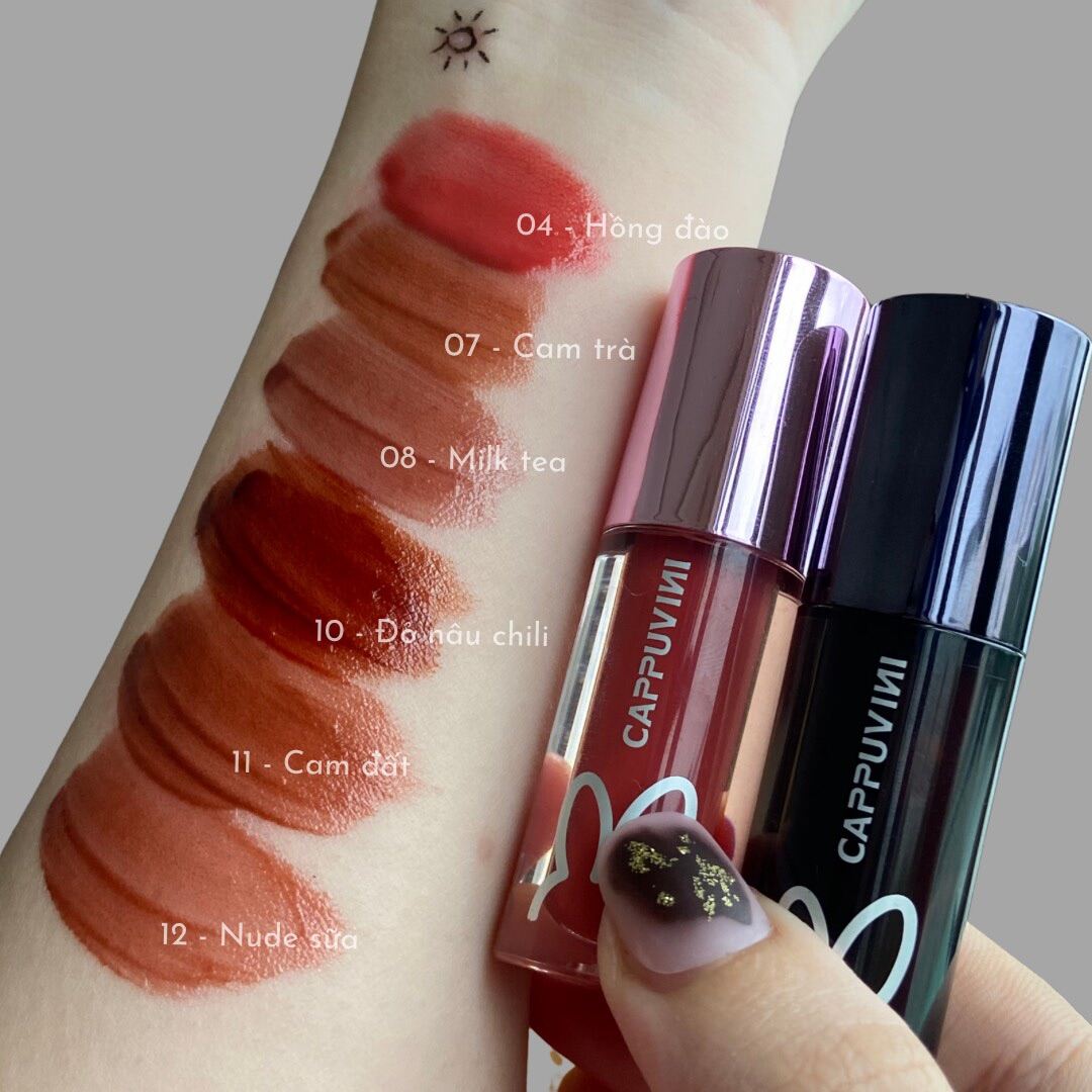 Son tint lì bóng CAPPUVINI 10 thỏ hồng thỏ đen mềm mượt Vampy Nutty DT11 23Nucadamia