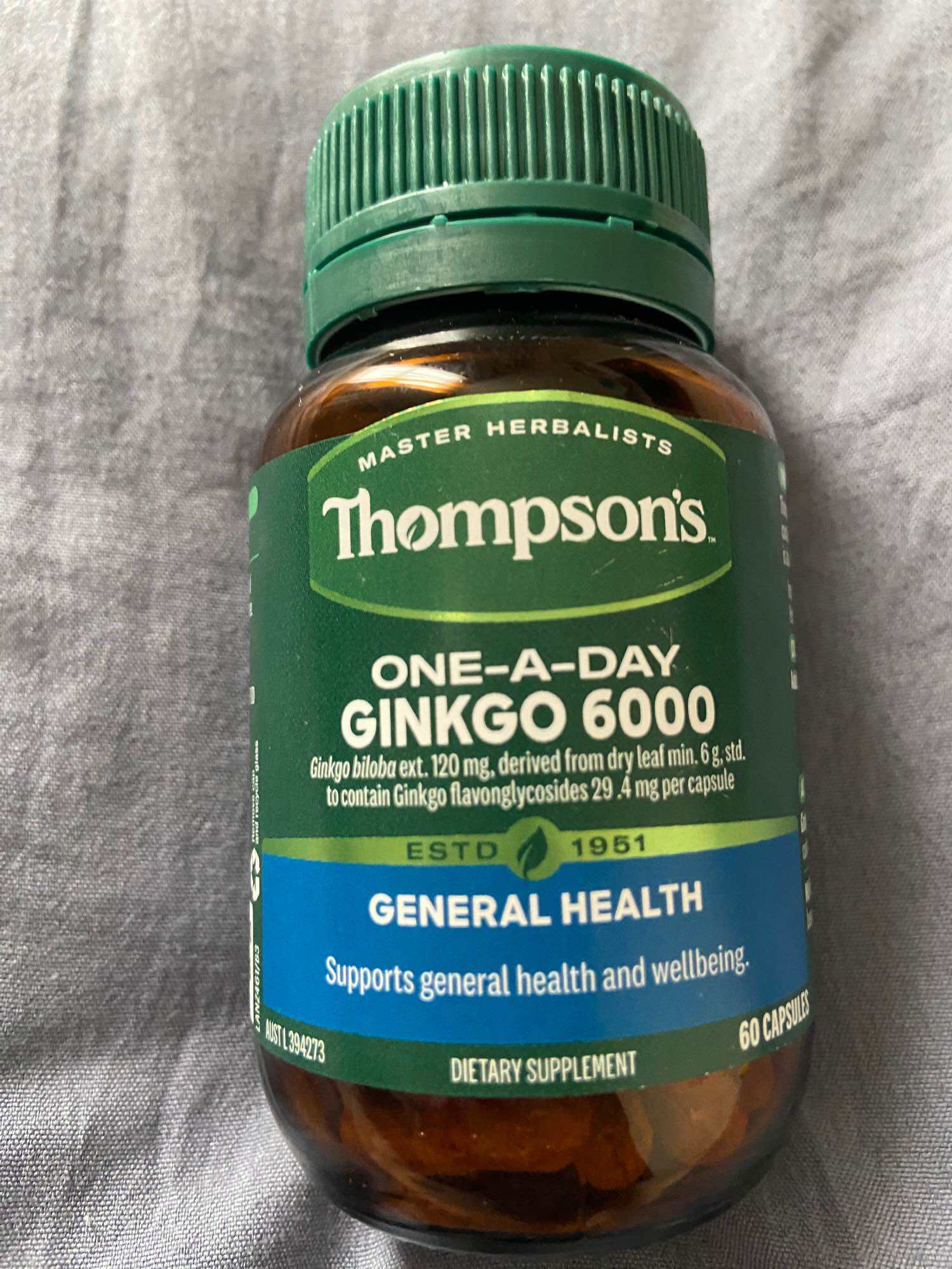 Viên uống bổ não Thompson s Ginkgo 6000mg 60 viên của Úc