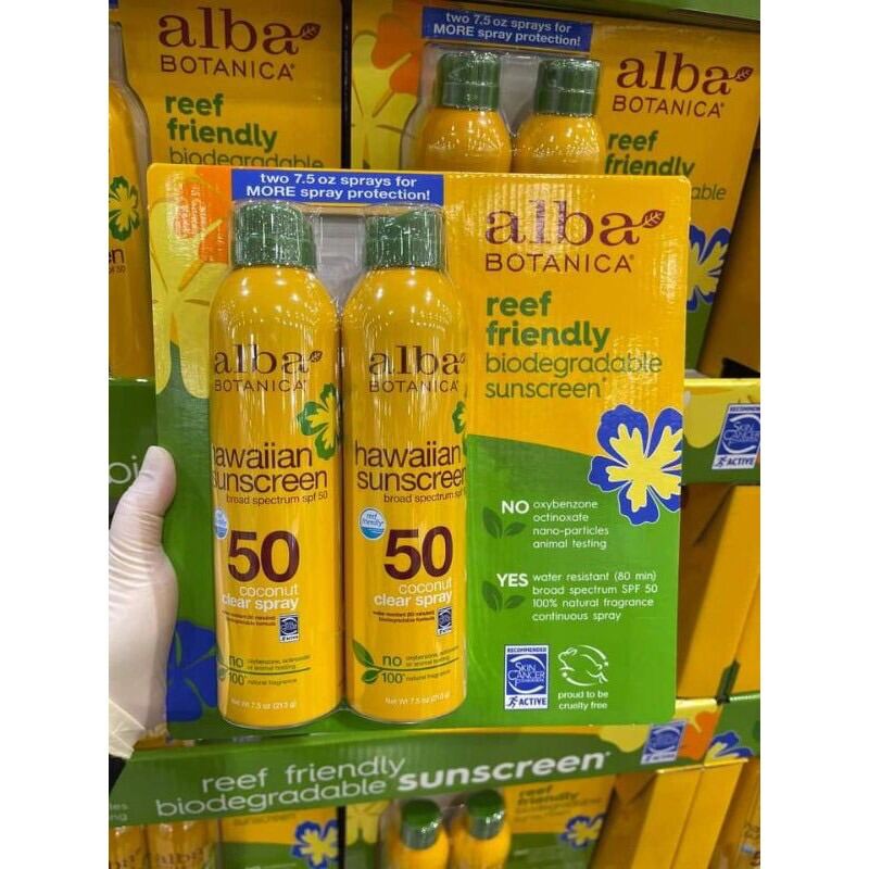 Xịt chống nắng Alba Botanica hawaiian sunscreen SPF 50 🌞🌞