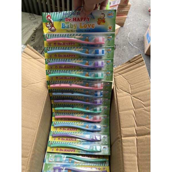 🦷 Vỉ 12 Cây Bàn Chải Dr Happy, Đánh Răng Em Bé