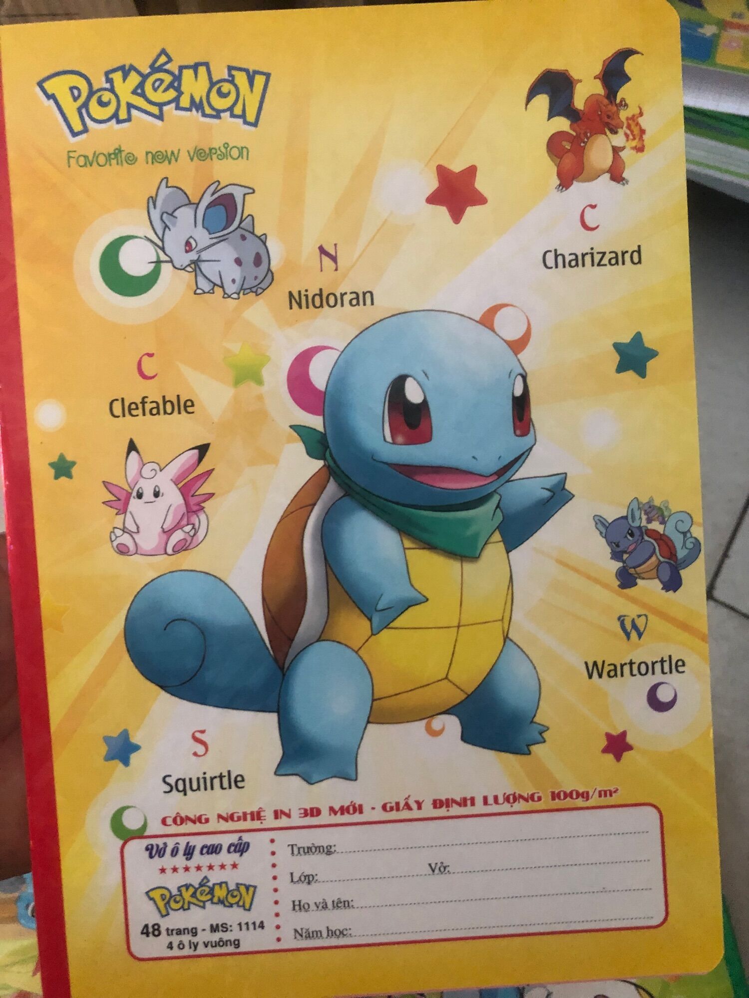 Vở ô ly Pokemon 3D 48 trang Cao cấp