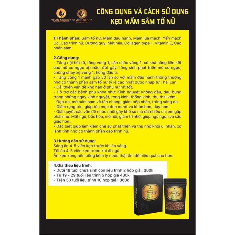 (chính hãng) kẹo mầm sâm tố nữ plus thảo mộc 37