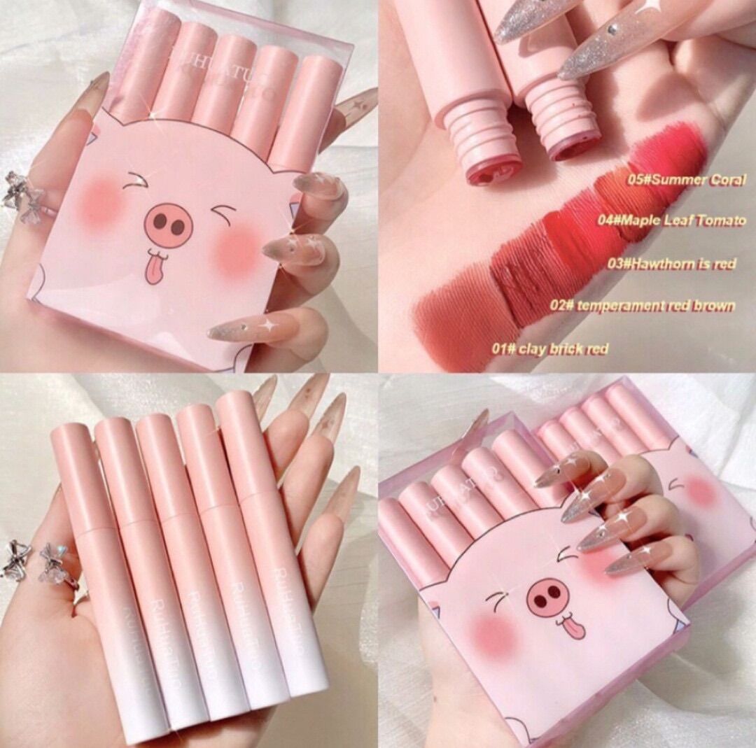 Set son 5cây ruhuatuo heo hồng cute