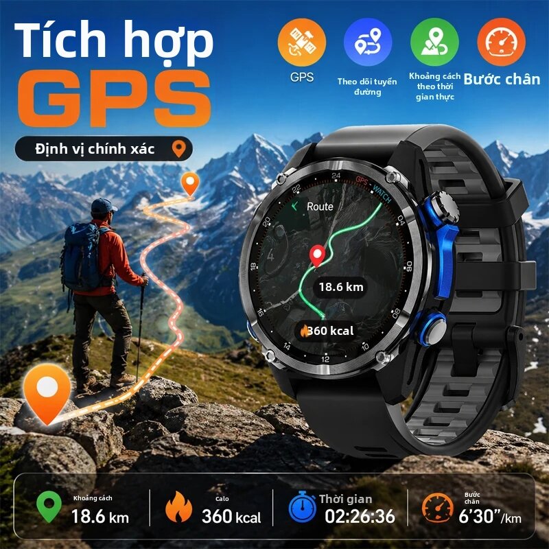 Lenovo | Đồng Hồ Thông Minh Nam HD350 Pro AMOLED GPS, Bộ Nhớ 4GB, Thể Thao Ngoài Trời, Tích Hợp Áp Kế, Độ Cao Kế, La Bàn, Đèn Pin, Chống Nước