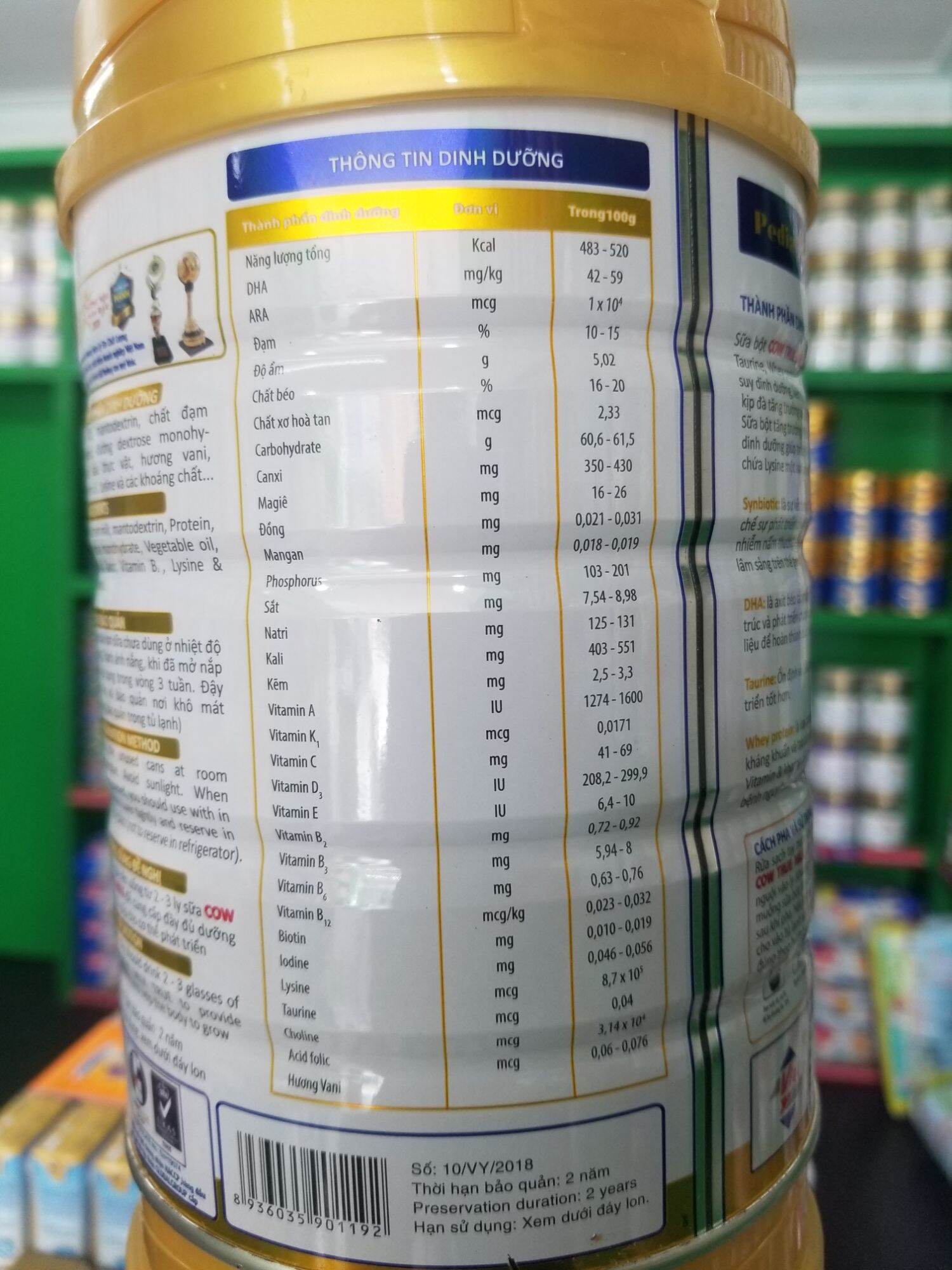 Sữa Cow Truemilk Pedia 900g