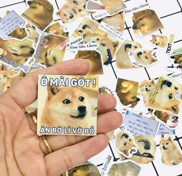 Sticker cheems 30-60 cái ép lụa khác nhau/ hình dán cheems meme