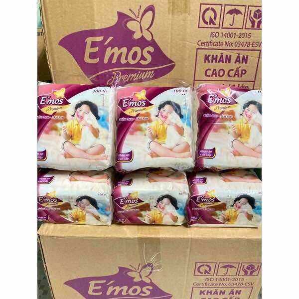 Combo 5gói khăn giấy vuông Emos khổ 33x33cm