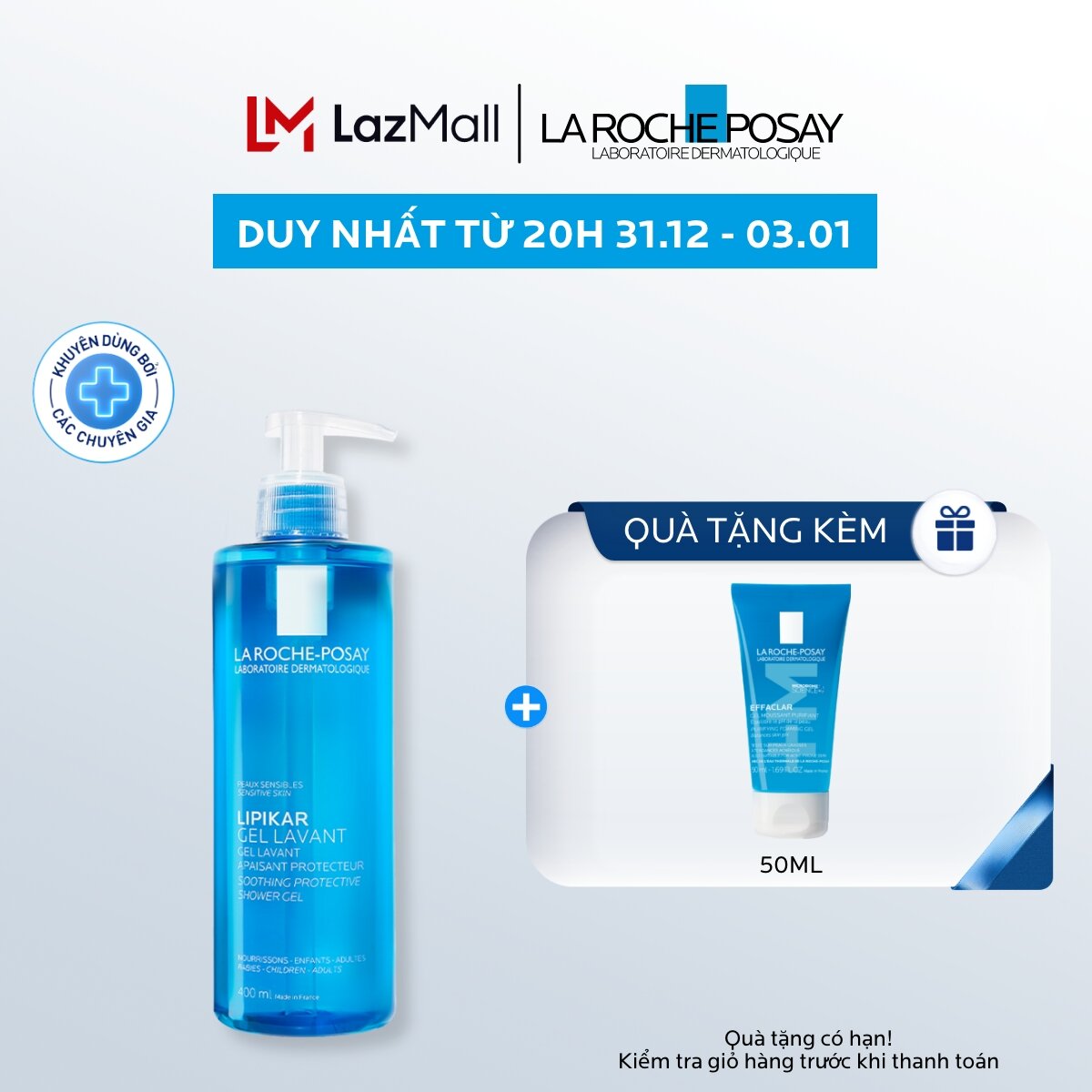  Gel tắm làm sạch làm dịu và bảo vệ da nhạy cảm La Roche Posay Lipikar Shower Gel 400ml 