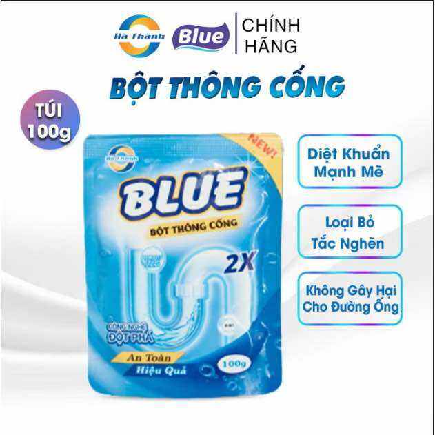 Bột thông cống BLUE 100gram - bột thông cầu tắc đường ống nghẹt đa năng
