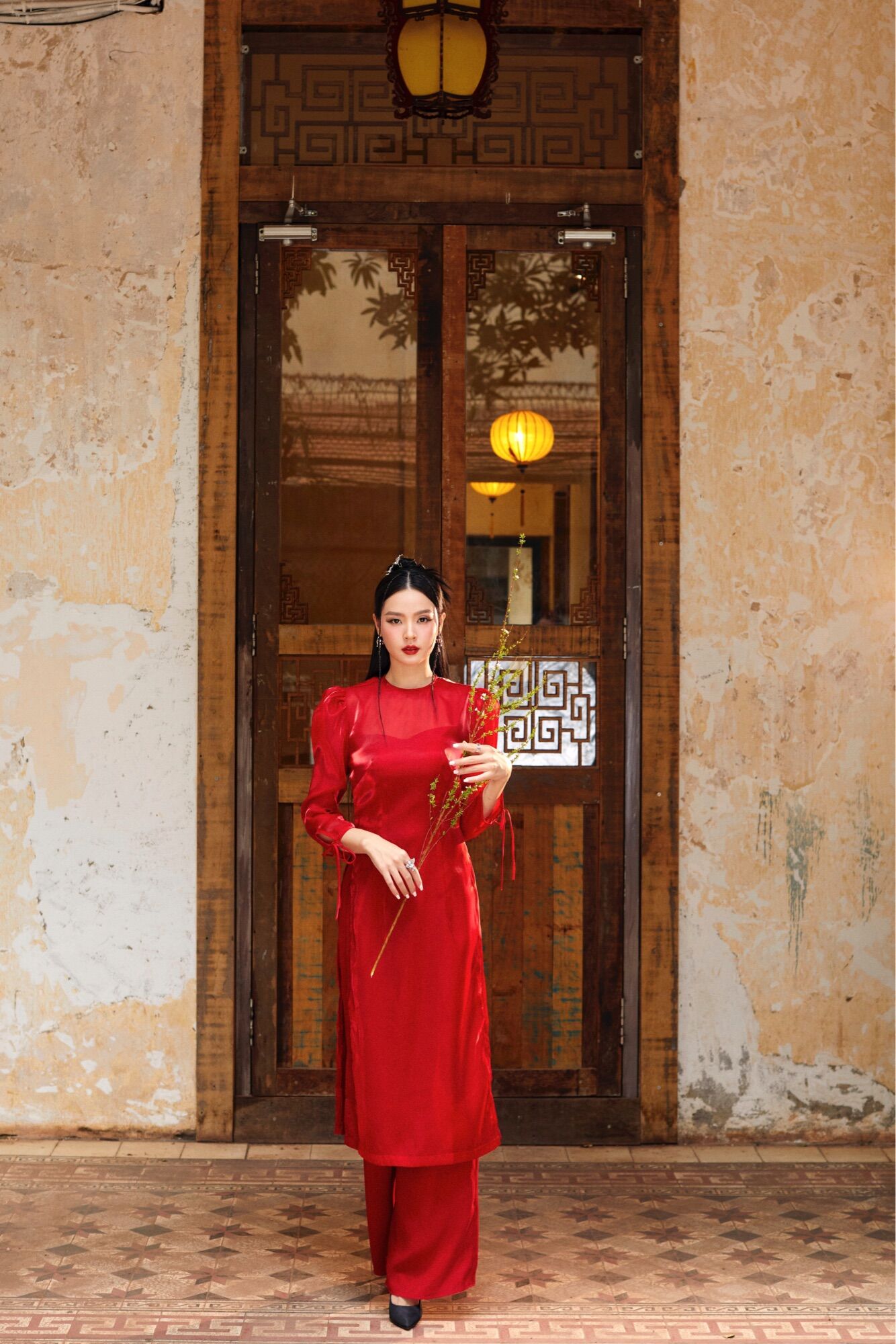 LALLA - Áo dài Diên Hy tay lỡ cổ tròn nữ( không kèm quần)