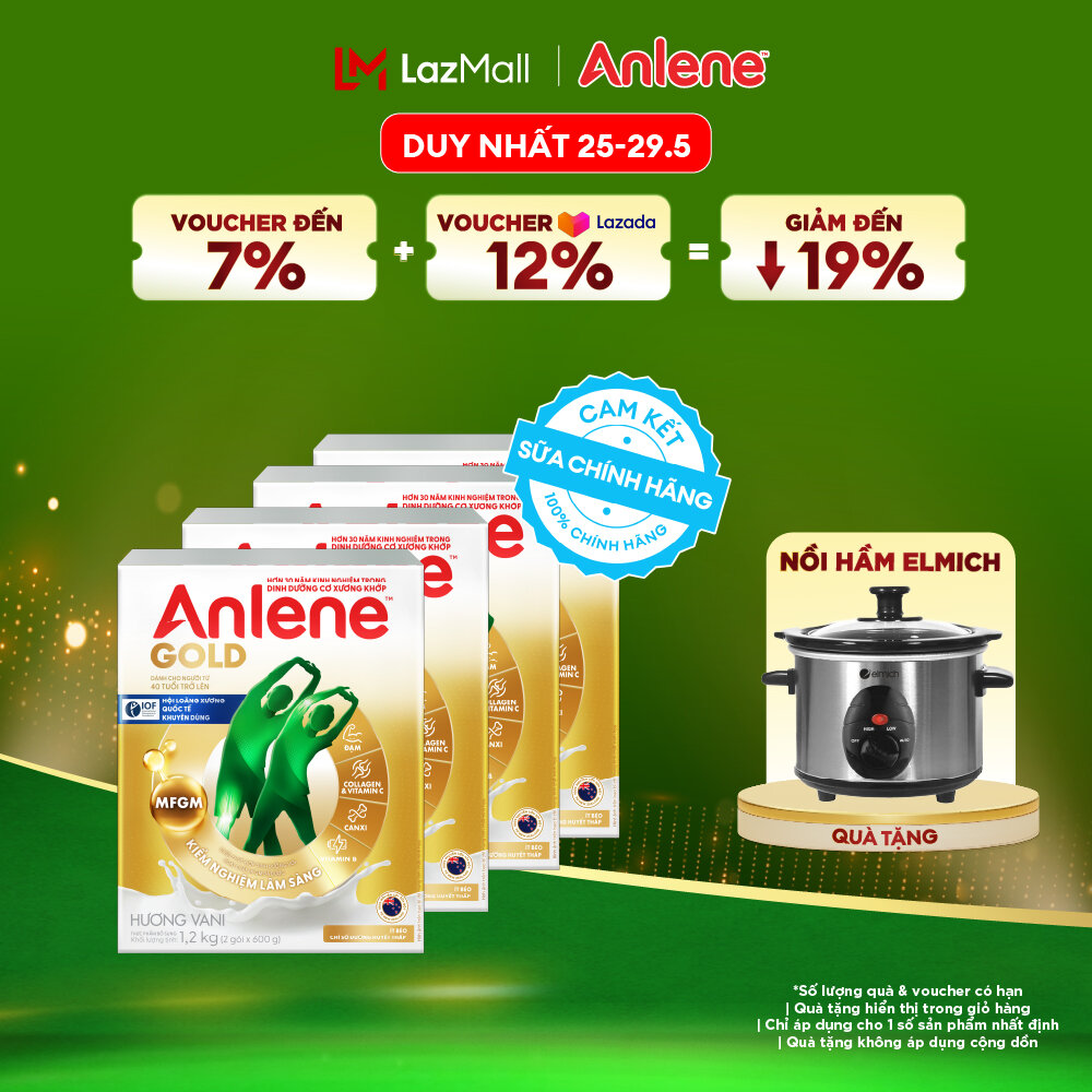 [Voucher giảm đến 26%]Combo 4 Sữa Bột Anlene Gold Hương Vani 1.2Kg