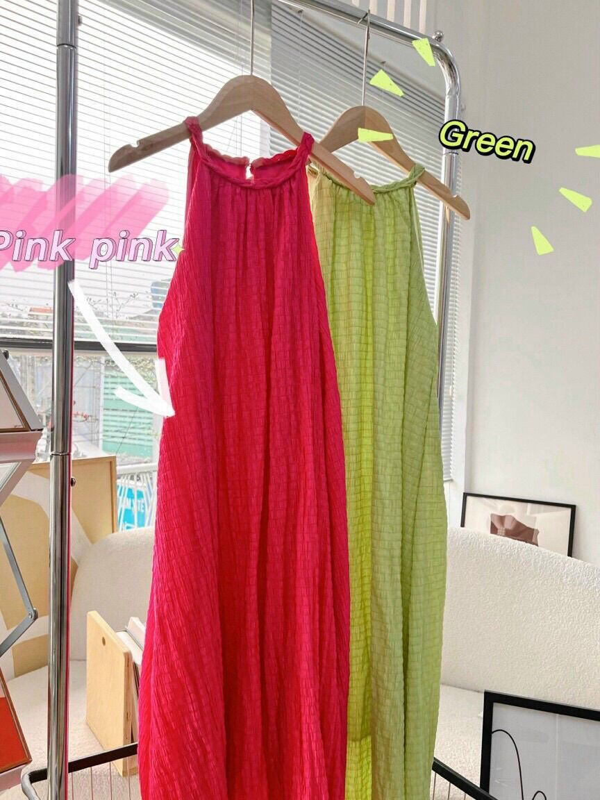 MAXI CỔ YẾM ĐAN DÂY 2 MÀU
