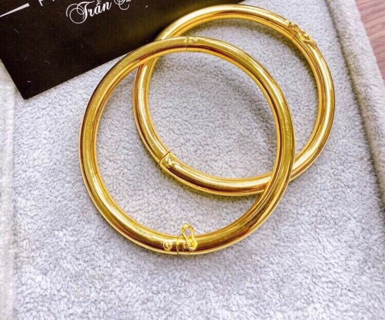 Vòng tay trơn kiểu bọng mạ vàng 24k loại có khoá