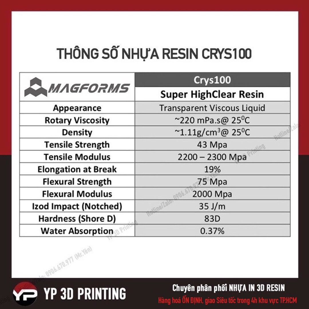 Nhựa in 3D Resin UV - MAGFORMS Crys100 1000ml