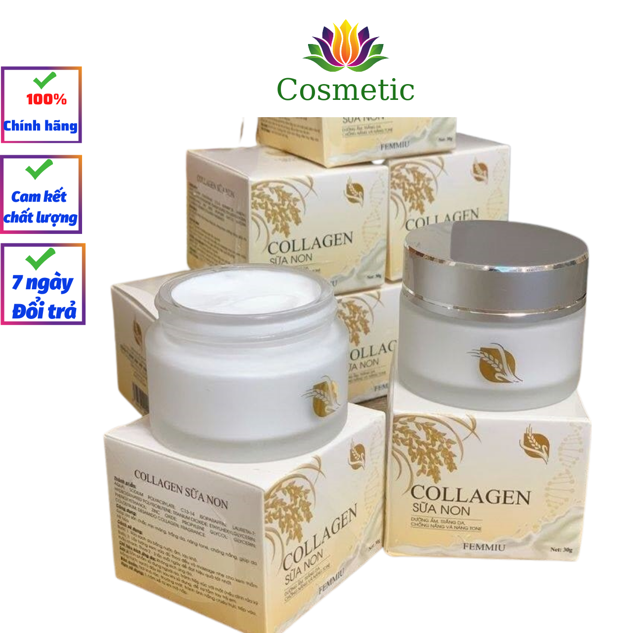 Kem trắng da mặt.Kem dưỡng ẩm da mặt tinh chất Collagen sữa non Femmiu