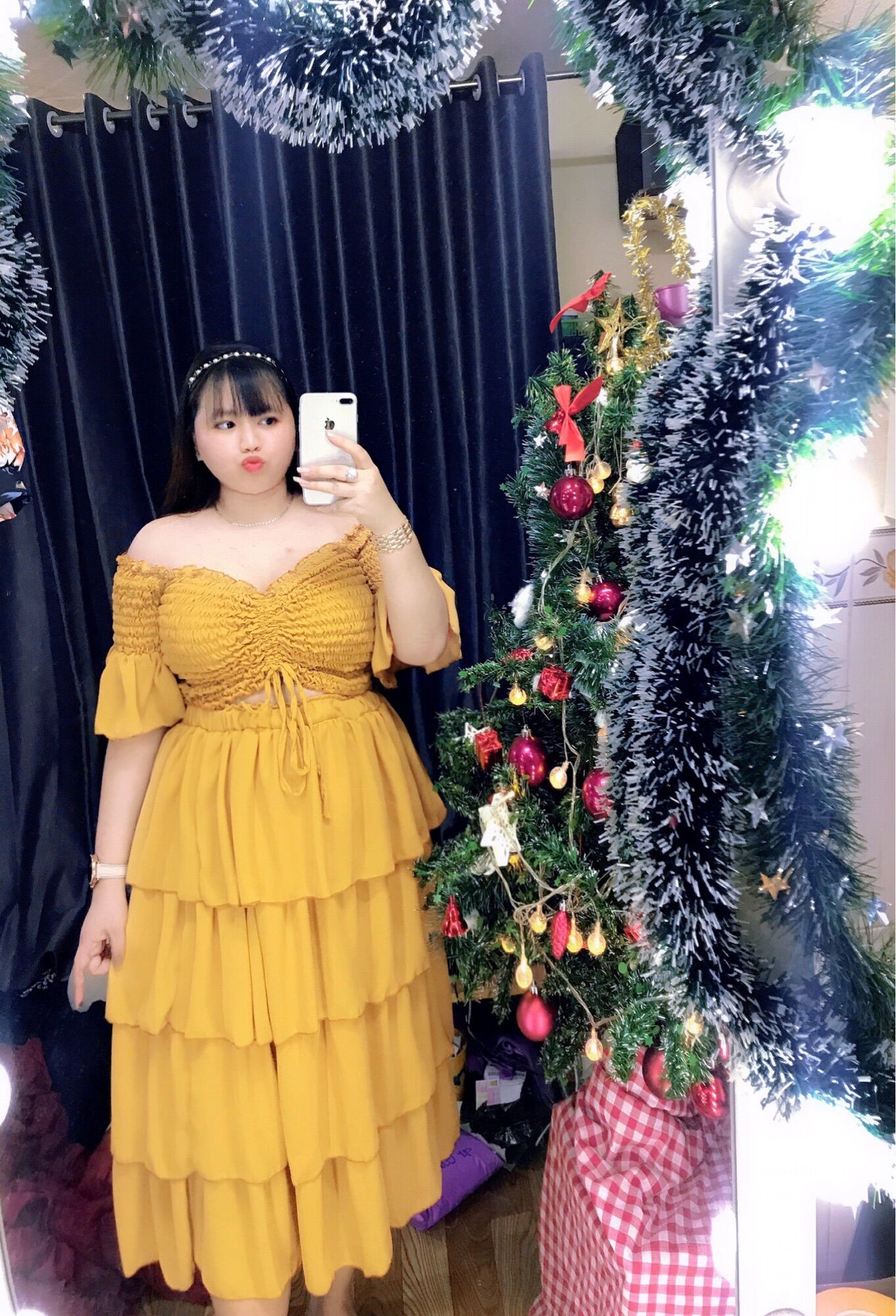 [Bigsize 65-95kg] Set áo rút chân váy 4 tầng