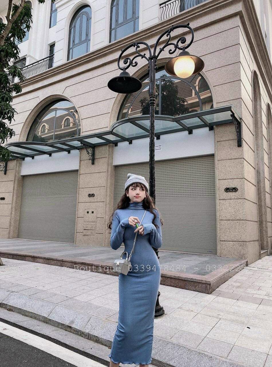 ĐẦM BODY TAY DÀI CỔ LỌ FORM 47KG