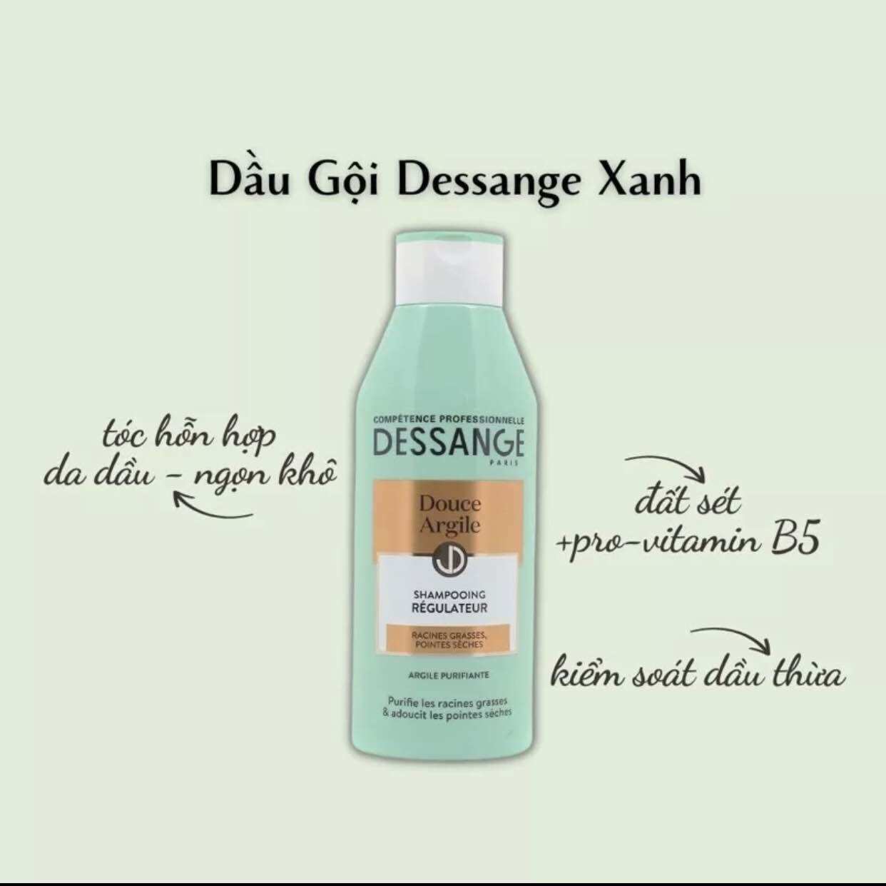 DẦU GỘI PHÁP DESSANGE DOUCE ARGILE cho tóc dầu