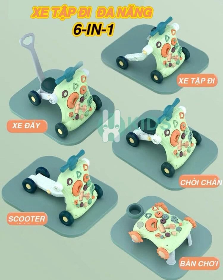 Xe tập đi đa năng cho bé 6 in 1 cao cấp bập bênh ,xe chòi chân , scote ,