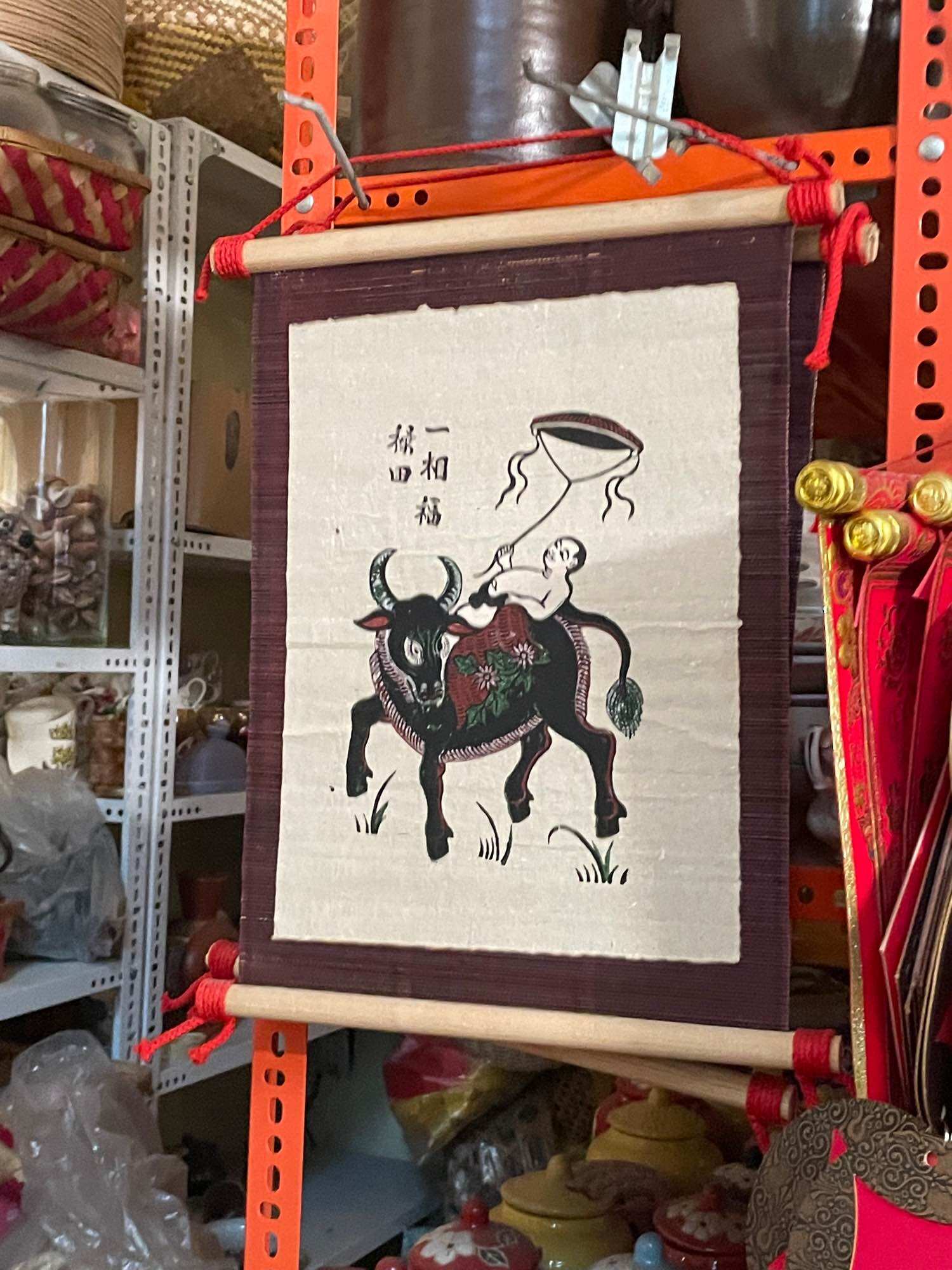 Tranh Đông Hồ trên mành tre