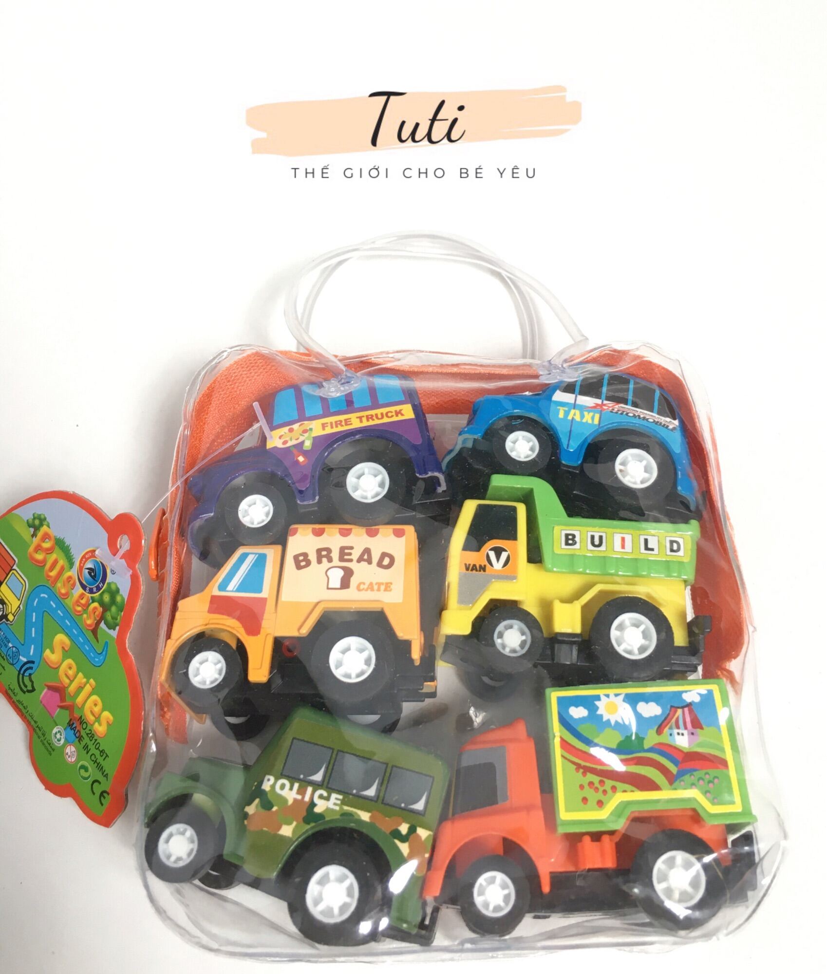 Túi 6 xe mini đồ chơi cho bé - xe chạy đà