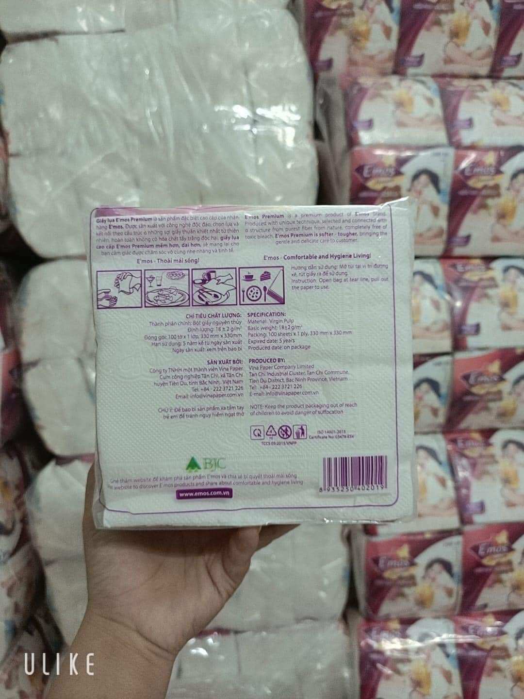 10 gói  giấy vuông khăn ăn emos