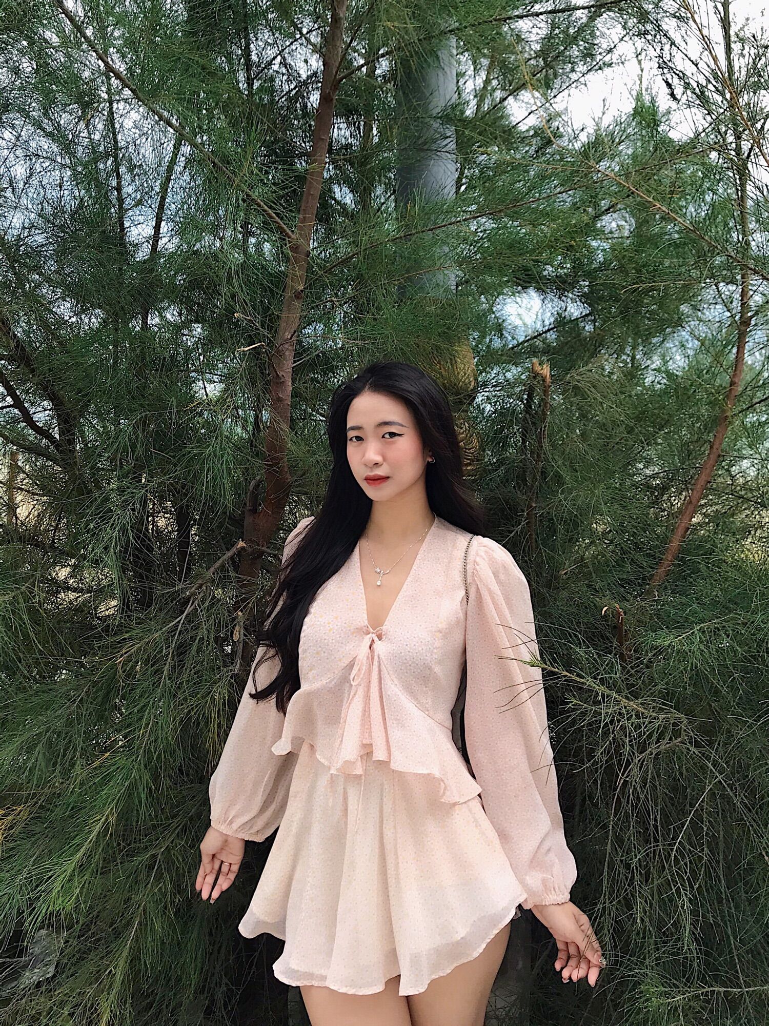 Set áo tay dài kèm quần váy xoè voan lụa mùa thu - Autumn Set Beeli