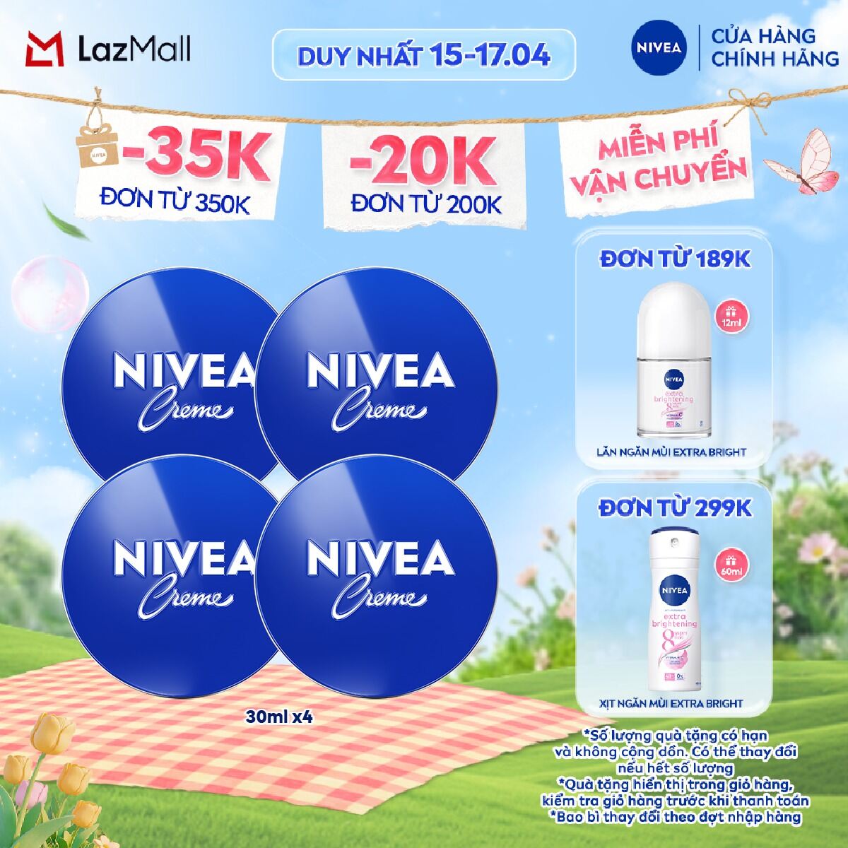 Bộ 04 Kem Dưỡng Nivea Crème 30ml x4