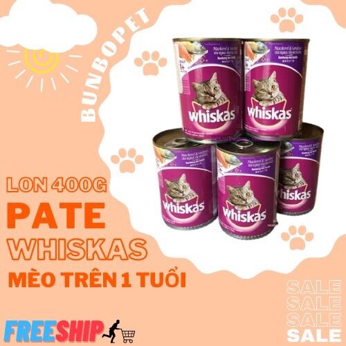 Pate Whiskas cho mèo trên 1 tuổi 400g dạng lon