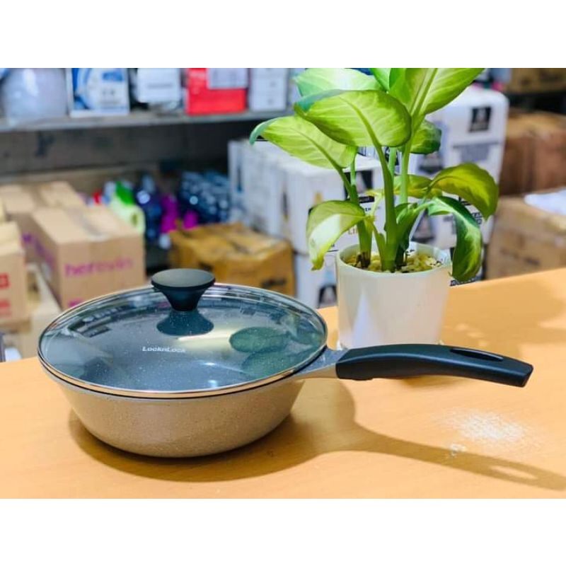 Chảo Đá Stone 7 Lớp Sâu Lòng Đáy Phẳng Lock&Lock 28cm LCA6285D (cam kết hàng chính hãng)