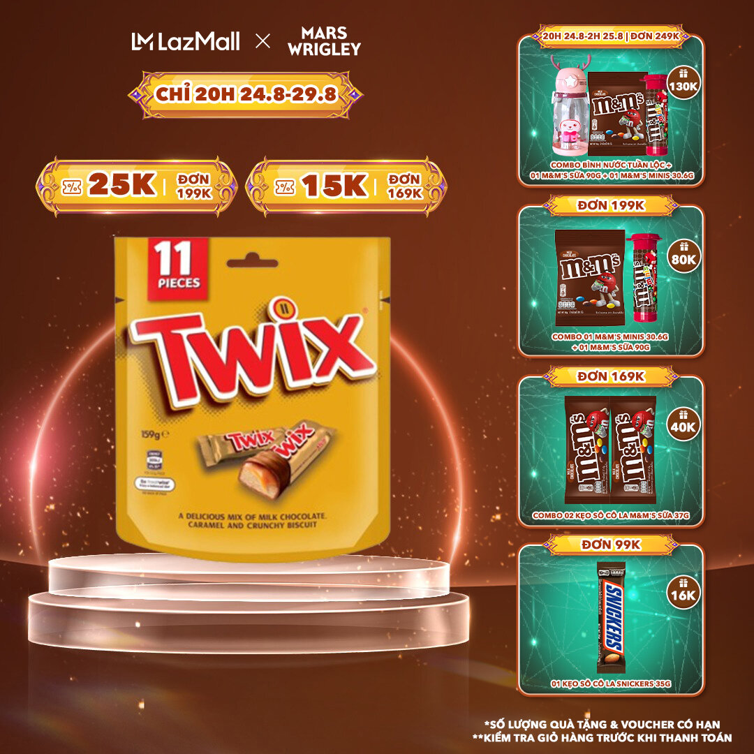 Thanh bánh quy twix caramen sô cô la sữa 159g