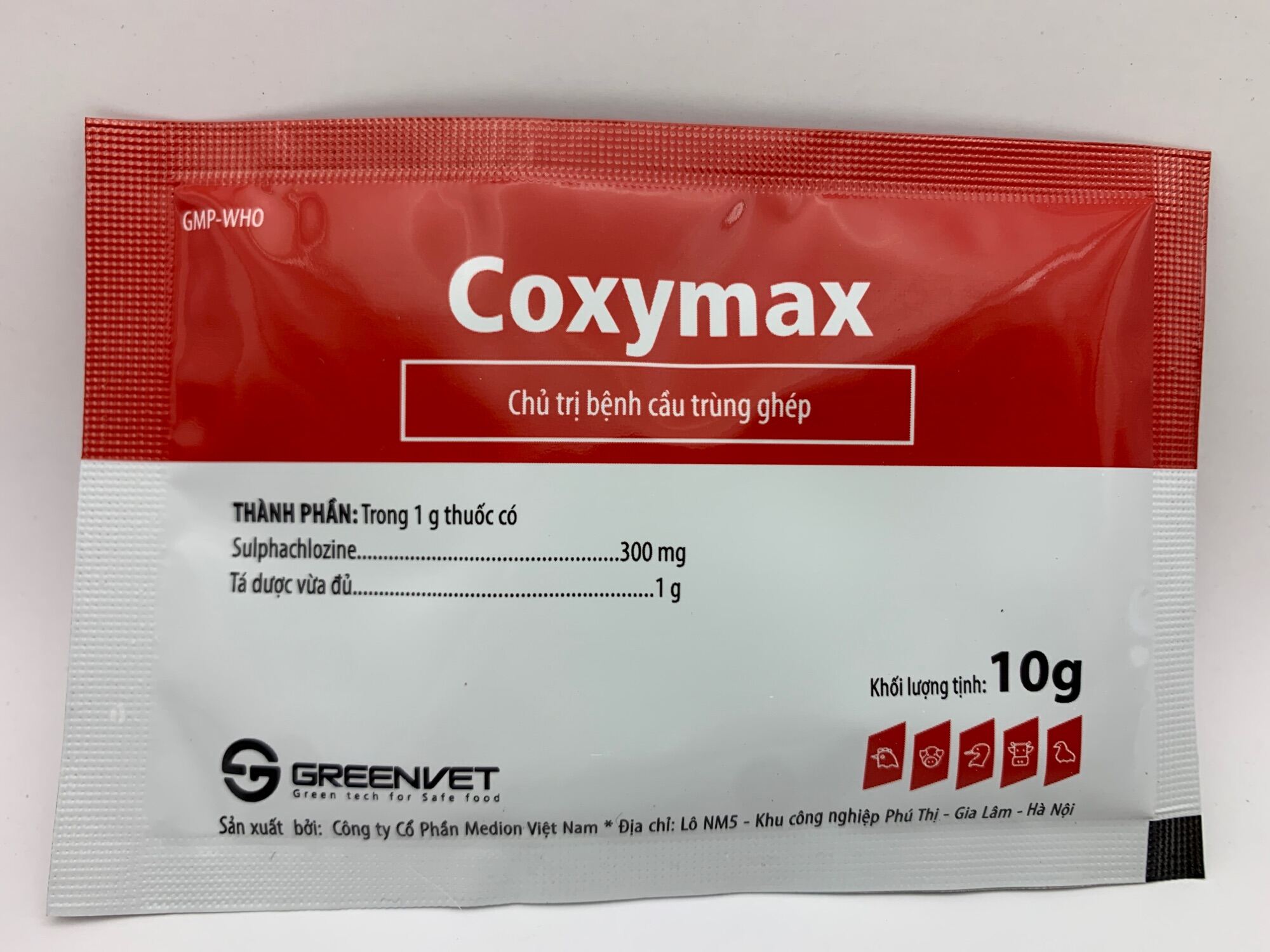 Coxymax 10g - cầu trùng, phân sáp, tiêu chảy, ...trên gà, vịt, ngan, cút, heo