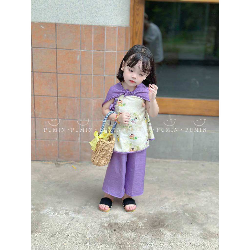 Set Yếm Tím Kèm Khăn Siêu Cưng Bé Gái