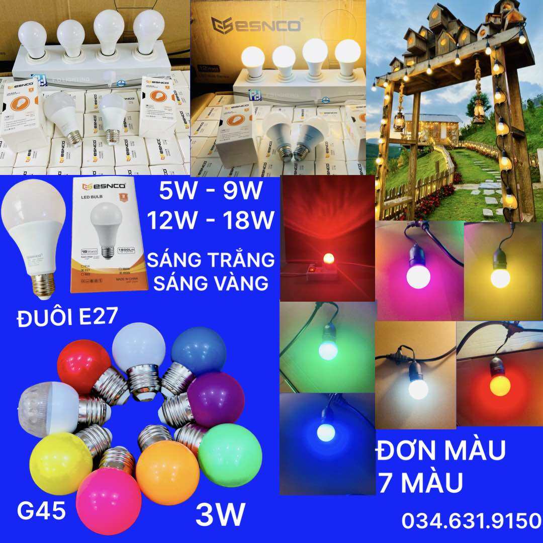 BÓNG ĐÈN LED BÚP HÌNH TRÒN CÔNG SUẤT 5W - 9W - 12W - 15W - 18W ÁNH SÁNG TRẮNG - VÀNG , BÓNG EDISON 4