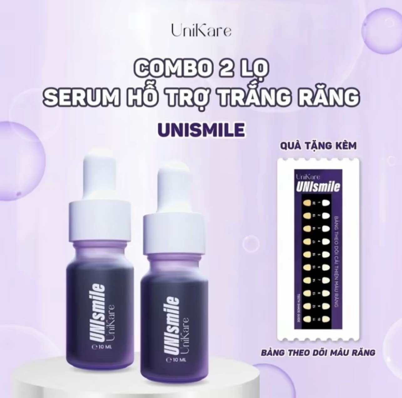  COMBO 2 Serum Trắng Răng Unismile Hỗ Trợ Cải Thiện Vết Ố Vàng Unikare Dung Tích 10ml 