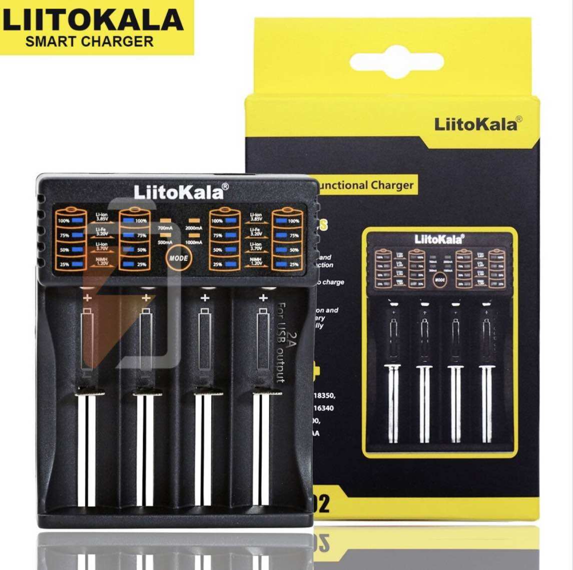 Sạc pin đa năng Liitokala Lii-202 402 18650, AA, AAA, AAAA, 26650, 21700, 18500, 18490,18350, 17670, 14500, 10440, 16340 AA AAA