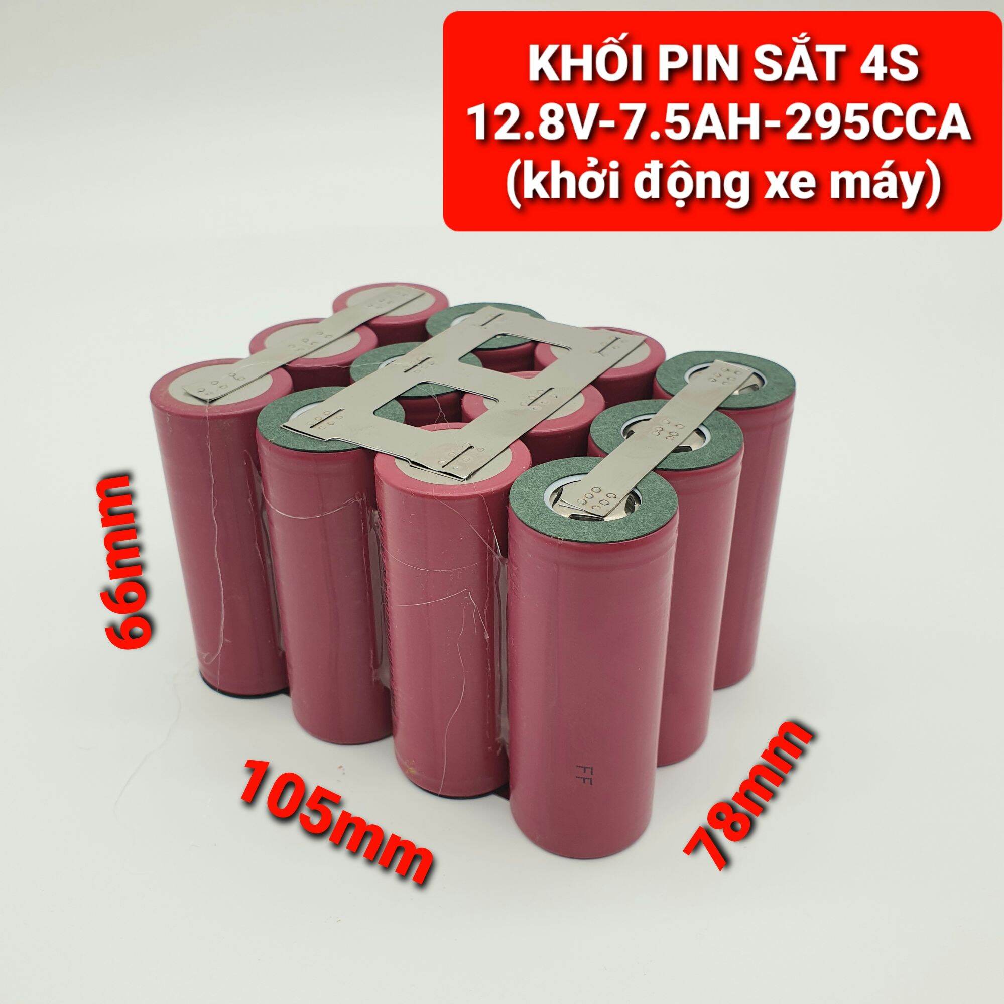 Achun.vn - PIN LITHIUM SẮT 4S - 12.8V - 7.5AH - 295CCA - 12 Cell 26650- Khởi động xe máy
